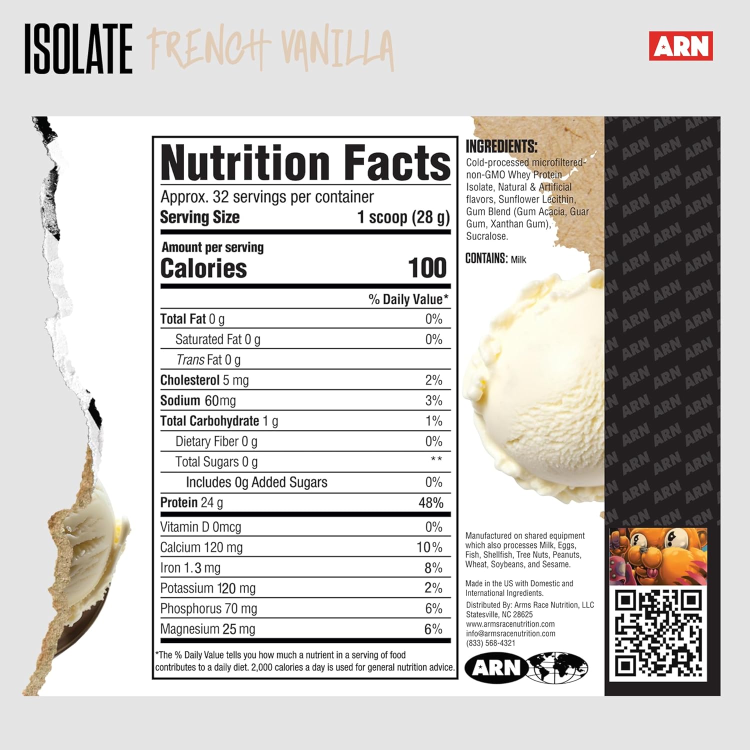 ARN Isolate Whey Protein - 32 Servings, French Vanilla by Arms Race Nutrition