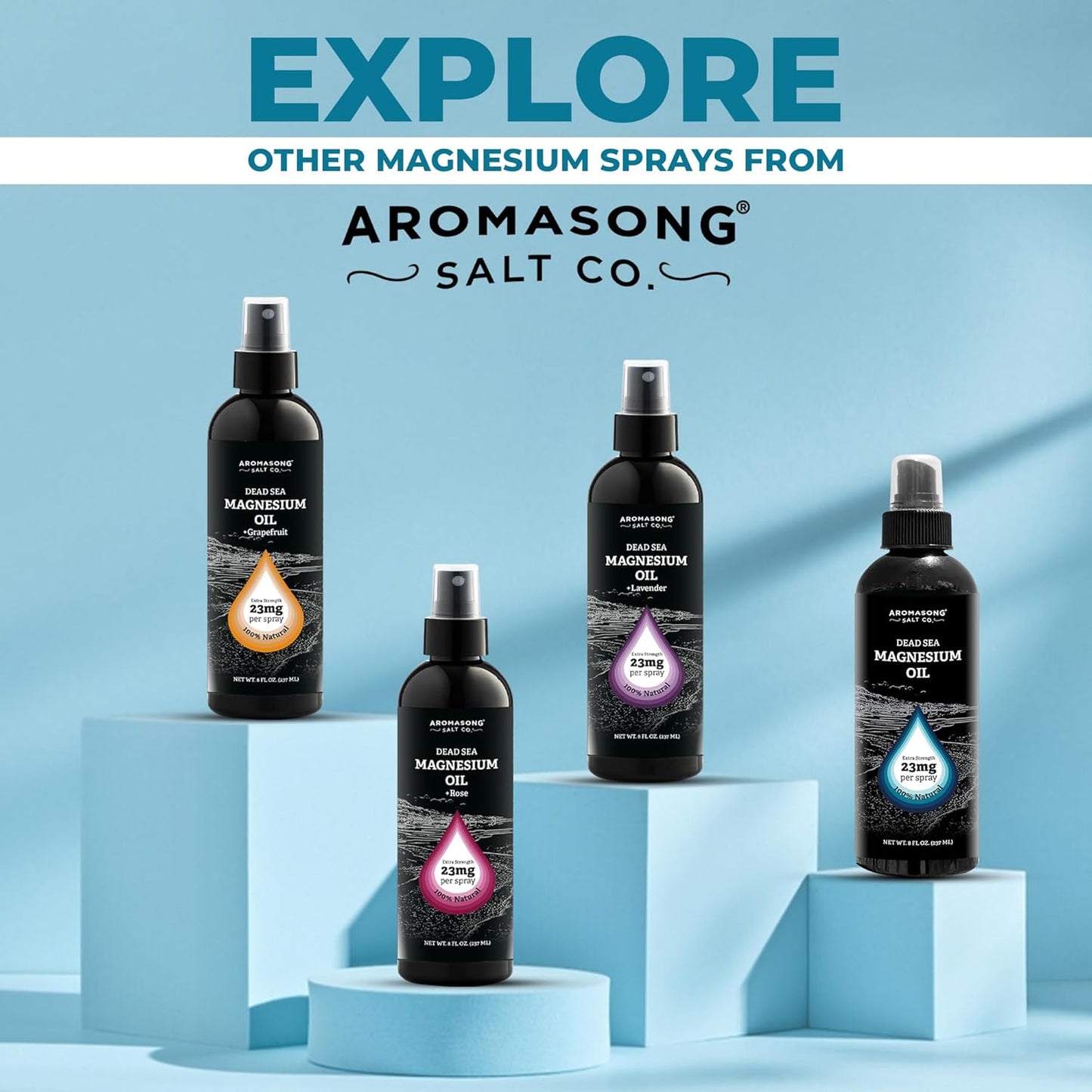 Aromasong Rose Ultra-Pure Magnesium Spray - Extra Strength (23mg per Spray) - 8 Oz - Helps with Leg Discomfort and Promotes Relaxing Sleep