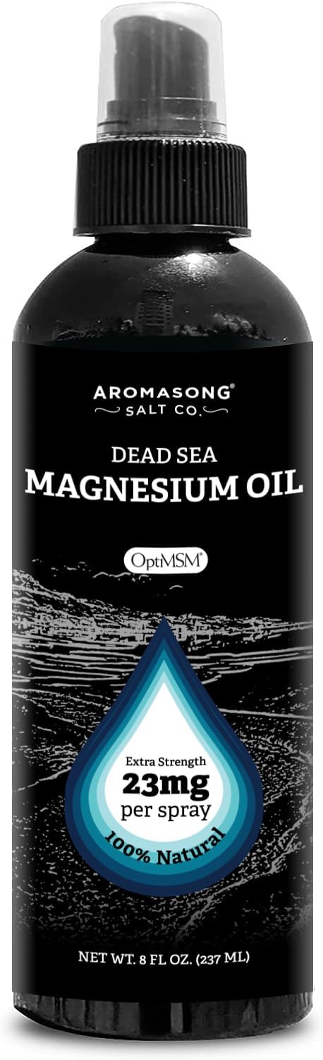 Aromasong Ultra-Pure Magnesium Spray with OptiMSM - 8 Oz, Extra Strength for Leg Discomfort and Calm Sleep (23mg Magnesium per Spray)