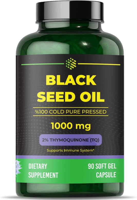 Aromel Black Seed Oil Capsules - 90 Day Supply with 2% Thymoquinone for Immune Support, Joints, Hair, and Skin - Cold Pressed Nigella Sativa Pills, Non-GMO and Gluten Free