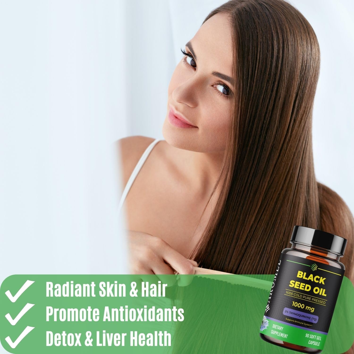 Aromel Black Seed Oil Capsules - 90 Day Supply with 2% Thymoquinone for Immune Support, Joints, Hair, and Skin - Cold Pressed Nigella Sativa Pills, Non-GMO and Gluten Free