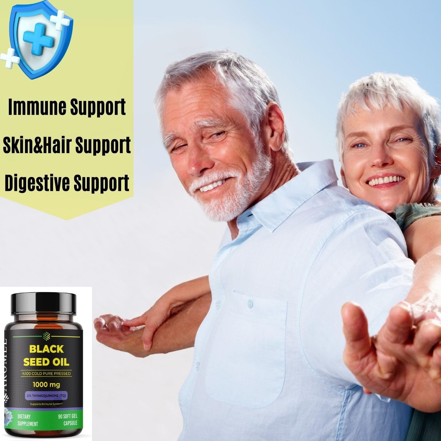 Aromel Black Seed Oil Capsules - 90 Day Supply with 2% Thymoquinone for Immune Support, Joints, Hair, and Skin - Cold Pressed Nigella Sativa Pills, Non-GMO and Gluten Free