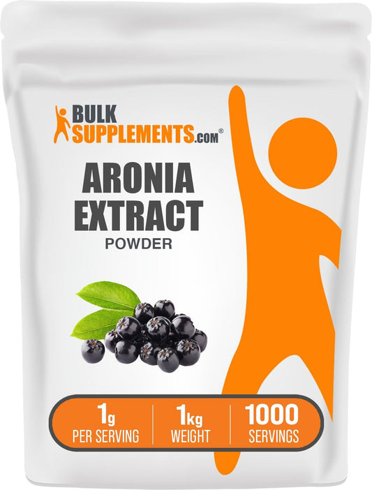 Aronia Berry Extract Powder - Chokeberry Supplement, Gluten Free, 1000mg per Serving, 1kg (2.2 lbs)