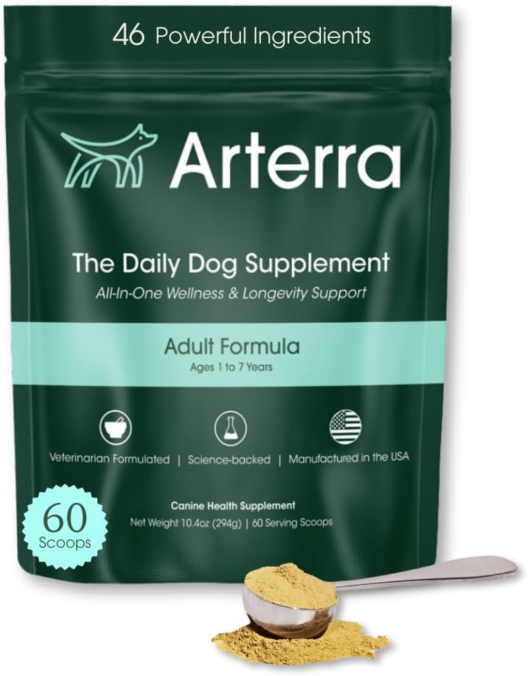 Arterra Pet Science All-in-One Dog Supplement for Advanced Wellness & Longevity, 46 Premium Ingredients, Vet-Formulated, Adult Formula