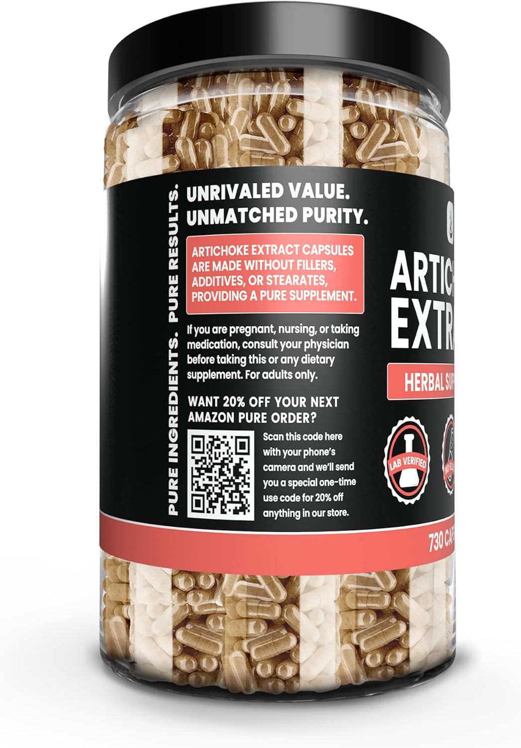 Artichoke Extract Capsules - 730 Count, Pure Ingredients, No Magnesium or Rice Fillers, Lab Verified