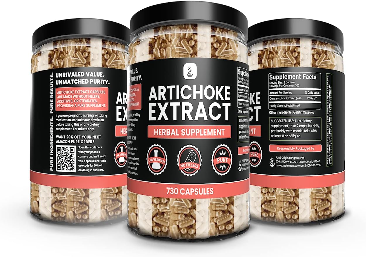 Artichoke Extract Capsules - 730 Count, Pure Ingredients, No Magnesium or Rice Fillers, Lab Verified