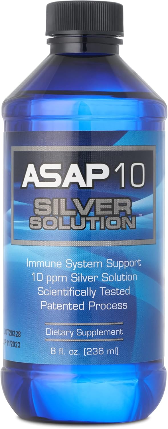 ASAP 10 Silver Solution - Immune System Support Supplement - 10 PPM Colloidal Silver Liquid with Silversol Technology - 8 fl oz