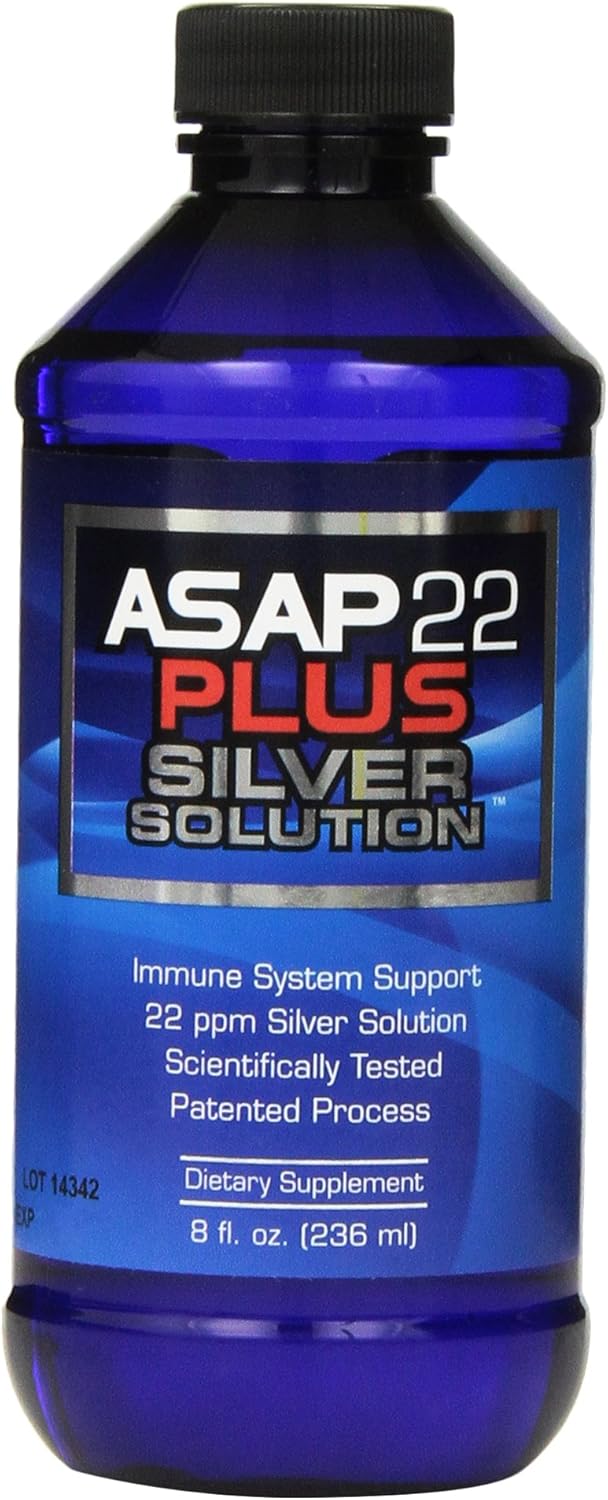 ASAP 22 Plus Silver Solution - Immune System Support - 22 ppm Silver Dietary Supplement - 8 oz Bottle by American Biotech Labs