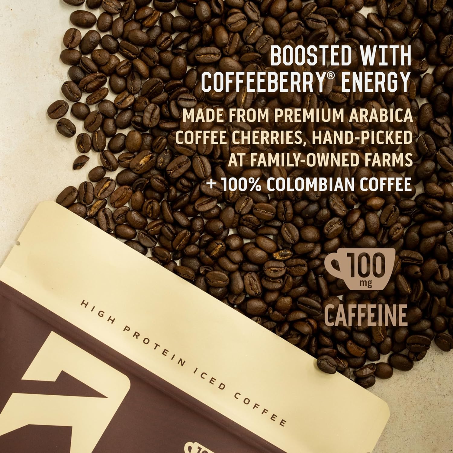 Ascent Iced Coffee Protein Powder - 20g Protein & 100mg Caffeine - 30 Servings - High Protein Coffee Powder