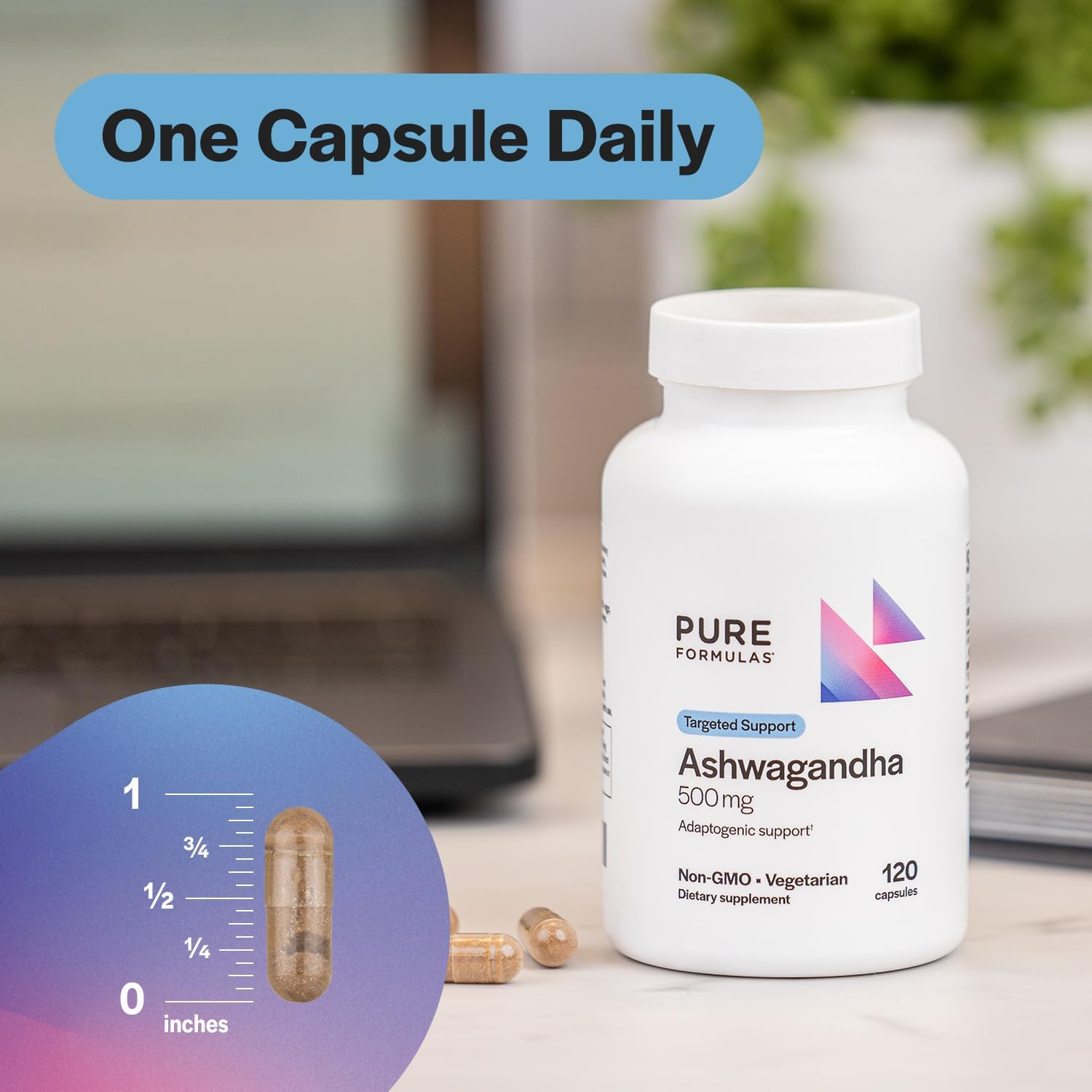 Ashwagandha 500mg Capsules - Natural Adaptogen Supplement for Stress Relief and Joint Health - Non-GMO Formula with 120 Capsules