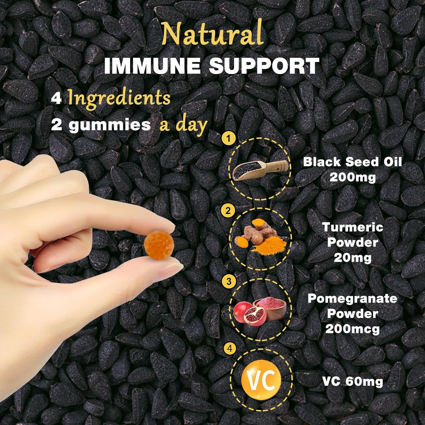 Ashwagandha and Black Seed Oil Gummies for Natural Wellness and Immune Support