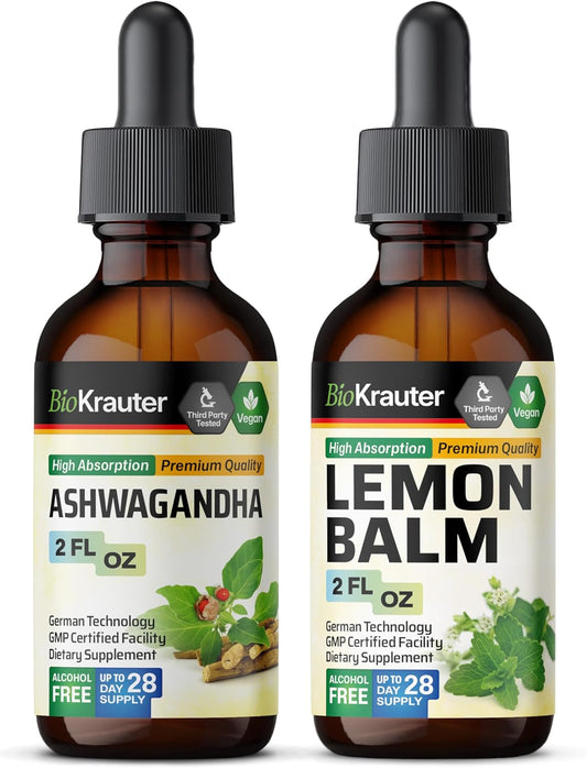 Ashwagandha and Lemon Balm Tinctures Combo Pack - 2 Fl. Oz. Each