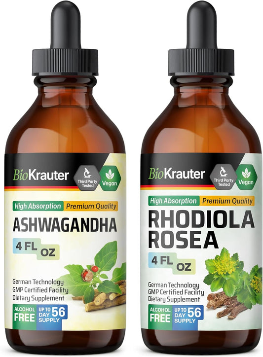Ashwagandha and Rhodiola Rosea Tincture Bundle - 4 Fl. Oz. Each