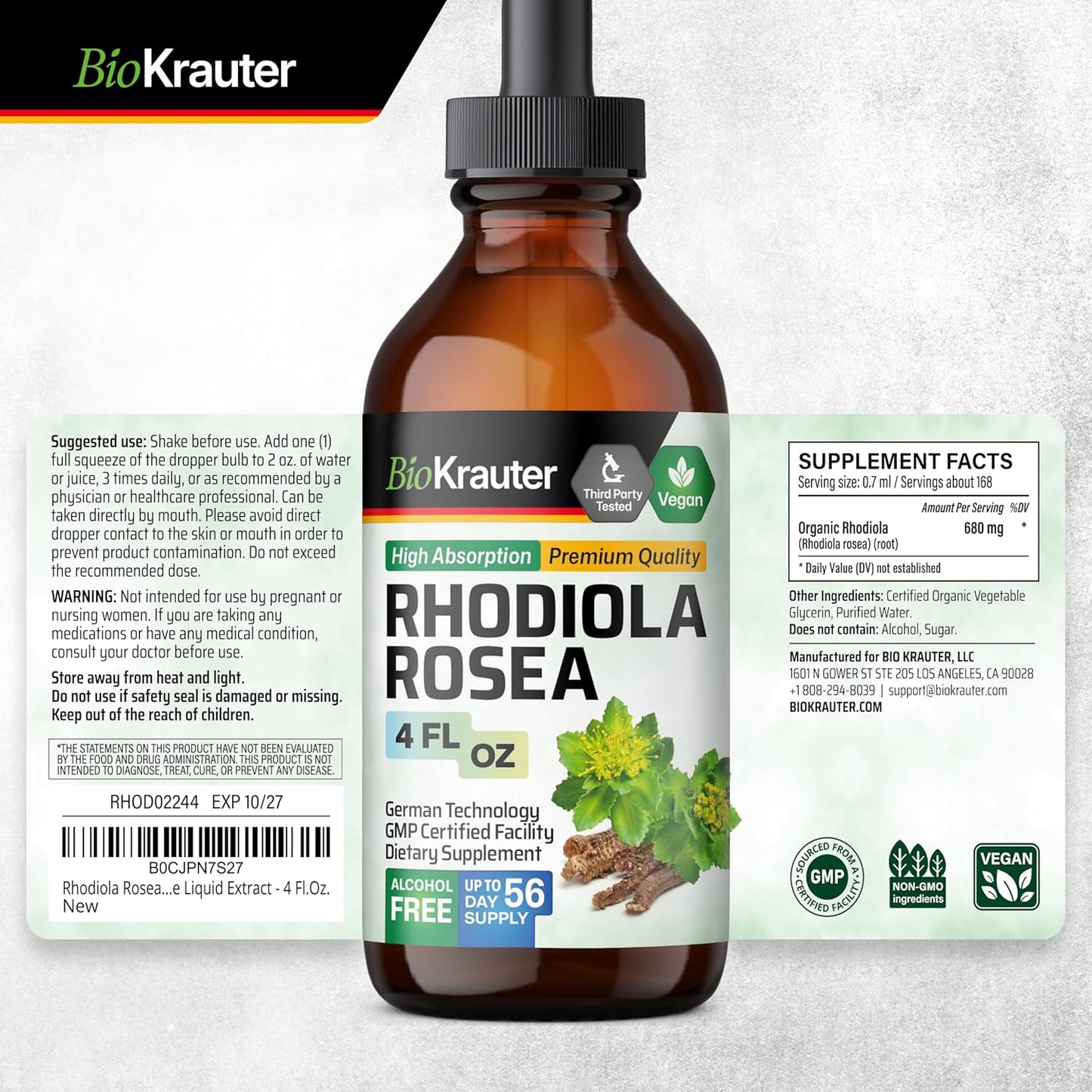 Ashwagandha and Rhodiola Rosea Tincture Bundle - 4 Fl. Oz. Each