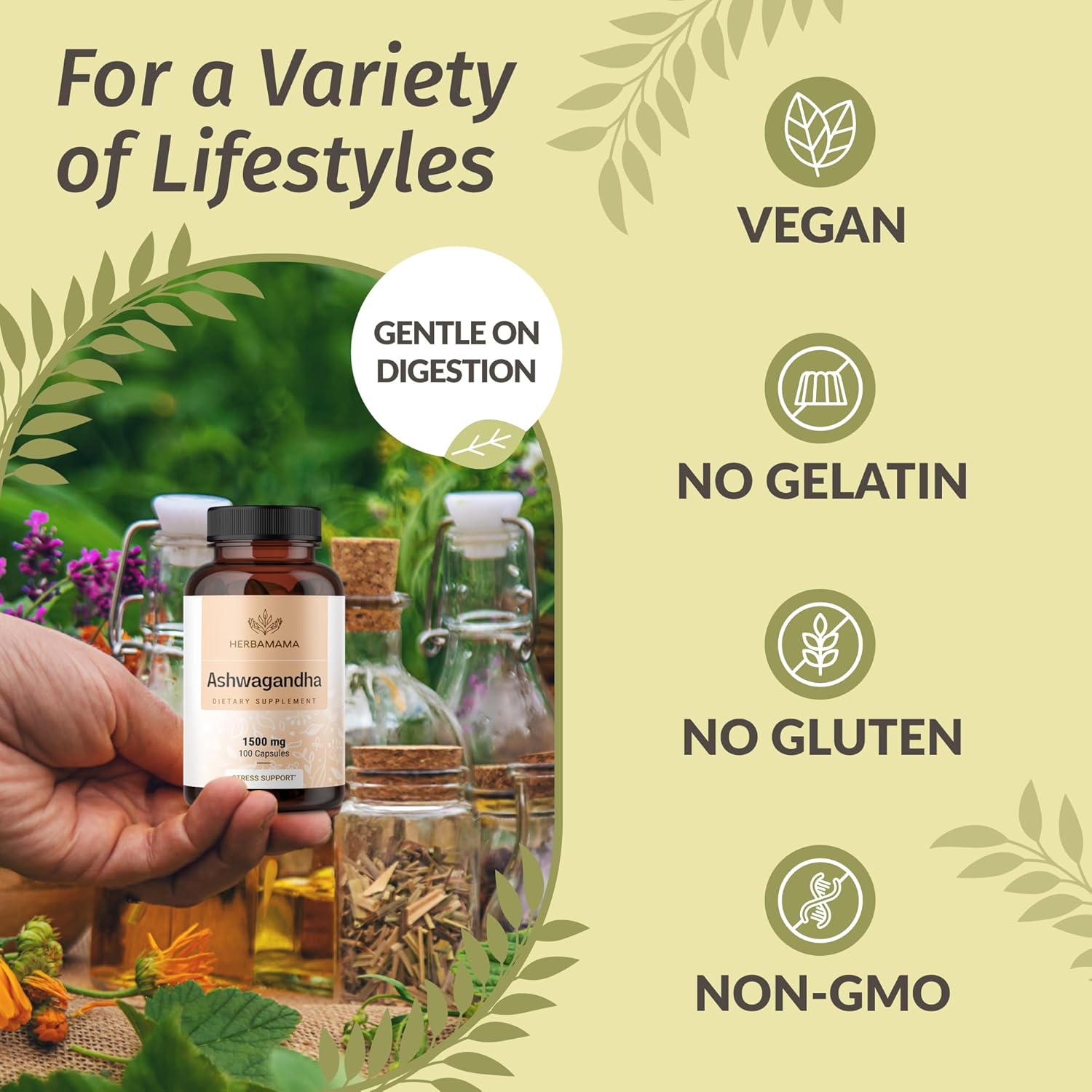 Ashwagandha and Turmeric Ginger Bundle - 1500mg Capsules & 2 fl oz Tincture - Vegan & Non-GMO - 2 Pack