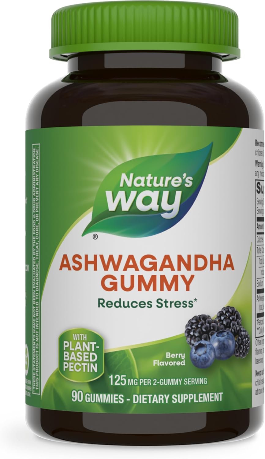 Ashwagandha Berry Flavored Gummies, 125mg Per Serving, Stress-Reducing Adaptogenic Herb, 90 Gummies