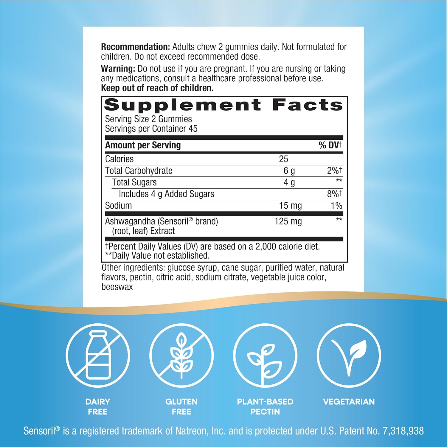 Ashwagandha Berry Flavored Gummies, 125mg Per Serving, Stress-Reducing Adaptogenic Herb, 90 Gummies