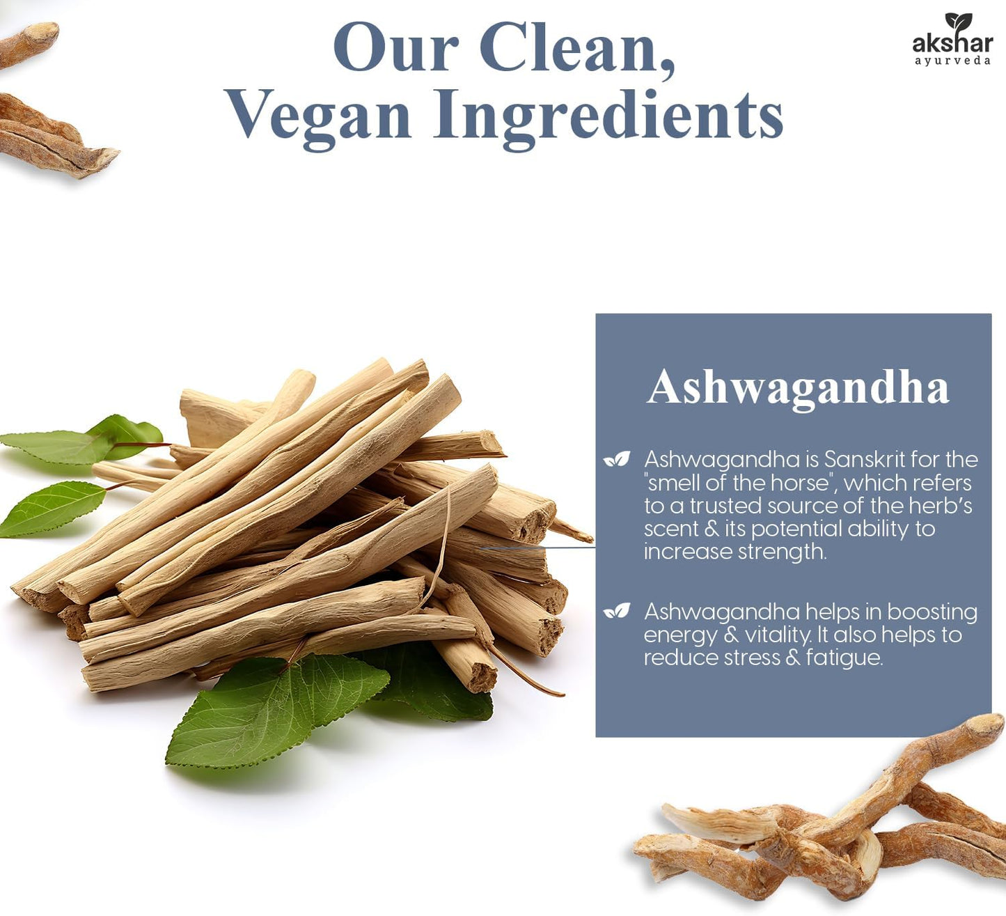 Ashwagandha Capsules with Root Extract & Powder - Herbal Support for Stress, Mood, Energy - Vegan & Cruelty-Free - 60 Count