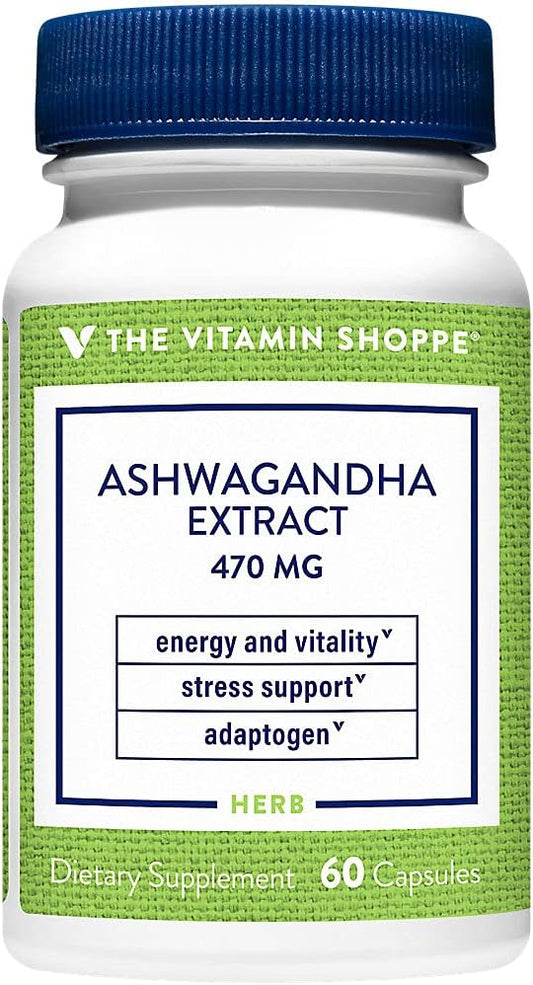 Ashwagandha Extract 470MG Capsules - Herbal Supplement for Energy, Vitality, & Stress Management by The Vitamin Shoppe