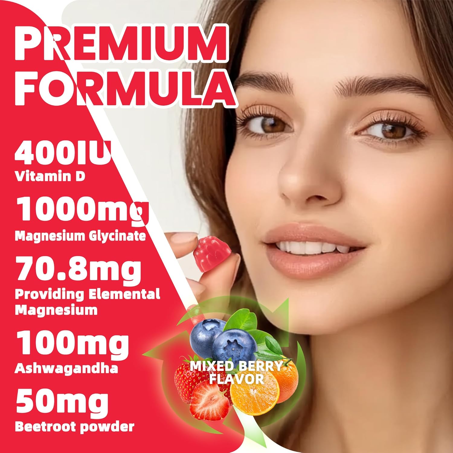 Ashwagandha Gummies for Stress Relief, Calm Mood & Cognitive Support - 60 Gummies for Men and Women