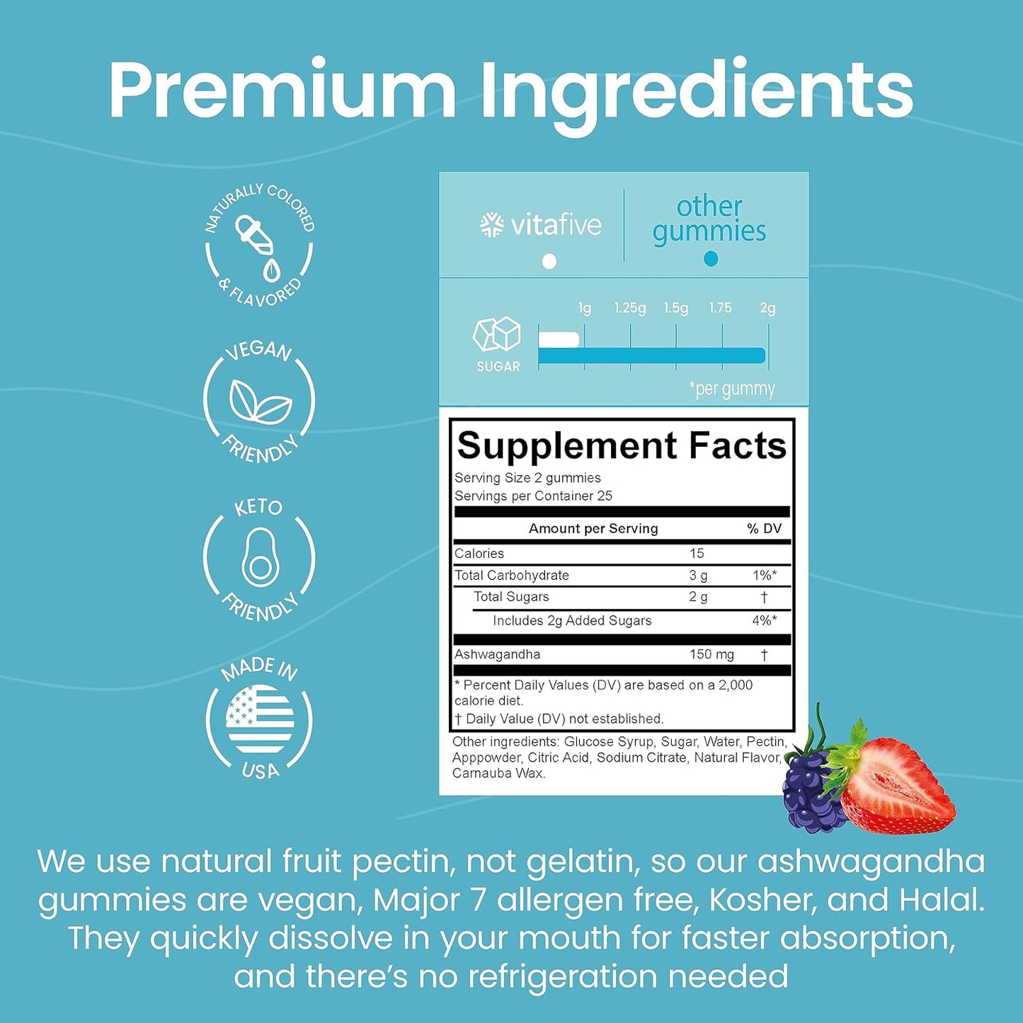 Ashwagandha Gummies with Vitamin B12 - Vegan & Gluten Free for Men and Women (50 Ct) - BoostGo Australia