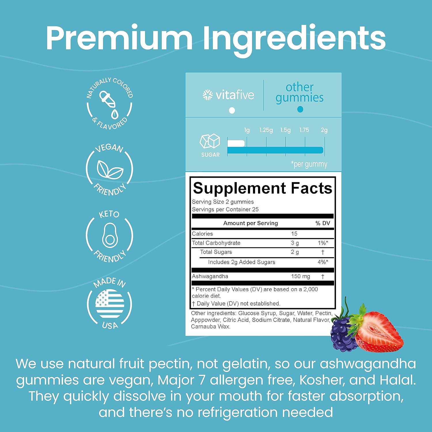 Ashwagandha Gummies with Vitamin B12 - Vegan & Gluten Free for Men and Women (50 Ct) - BoostGo Australia