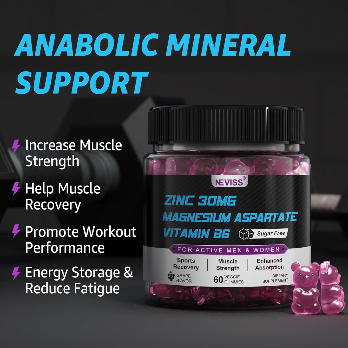 Ashwagandha Gummies with Zinc and Magnesium for Stress Relief and Immune Support