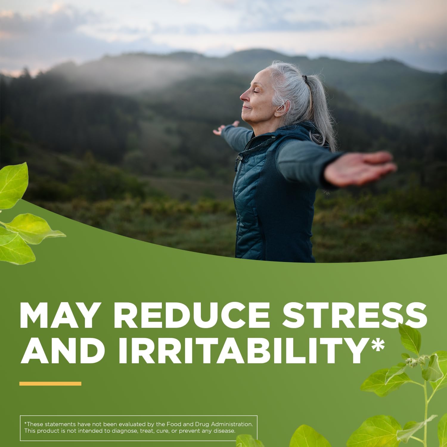 Ashwagandha KSM-66 Capsules for Occasional Stress Relief, Dietary Supplement, 1 Month Supply