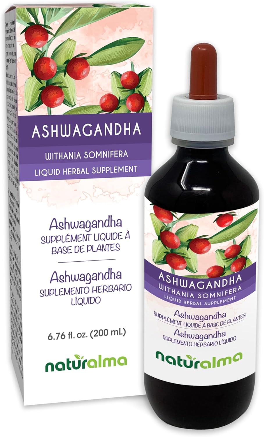 Ashwagandha Root Alcohol-Free Tincture - 6.76 fl oz Liquid Extract Drops - Herbal Supplement Vegan Formula