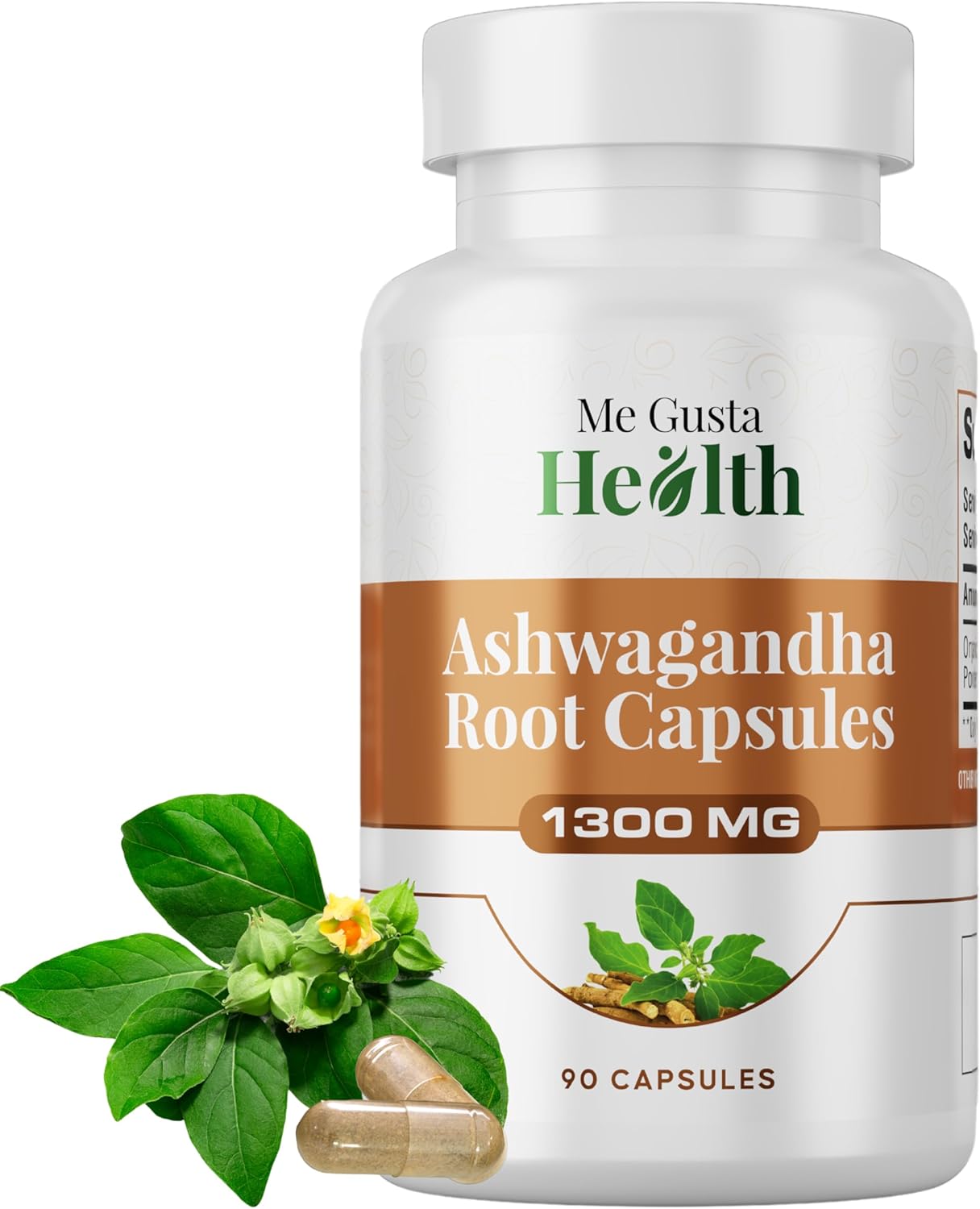 Ashwagandha Root Capsules 1300mg for Metabolism, Immune & Mood Support - Energy & Sleep Aid - 90ct Non-GMO - ME GUSTA HEALTH