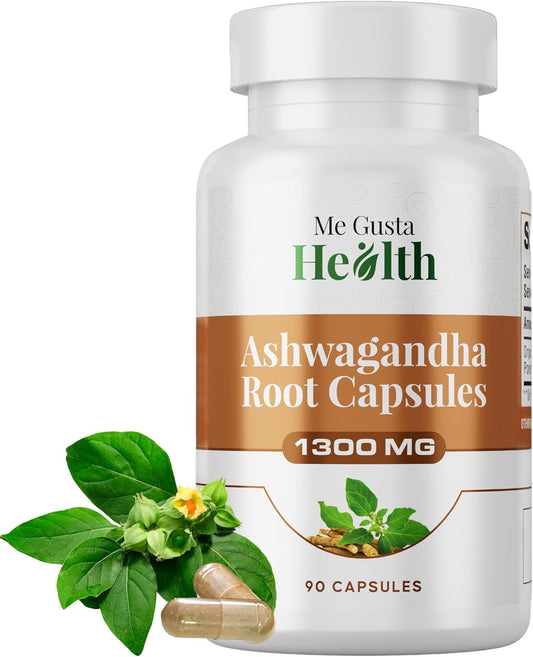 Ashwagandha Root Capsules 1300mg for Metabolism, Immune & Mood Support - Energy & Sleep Aid - 90ct Non-GMO - ME GUSTA HEALTH