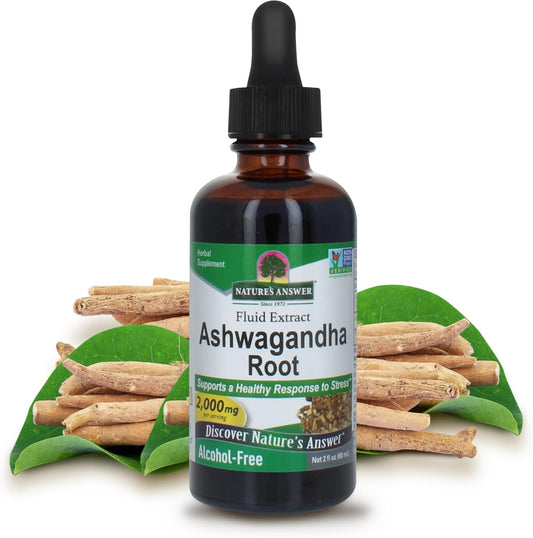 Ashwagandha Root Herbal Supplement | Supports Immune Function & Reduces Stress | Gluten-Free, Alcohol-Free, Vegan | 2oz