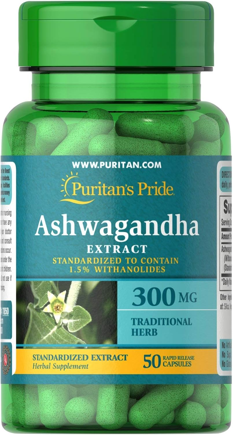 Ashwagandha Standardized Extract Capsules - 300mg - 50 Count by Puritan's Pride