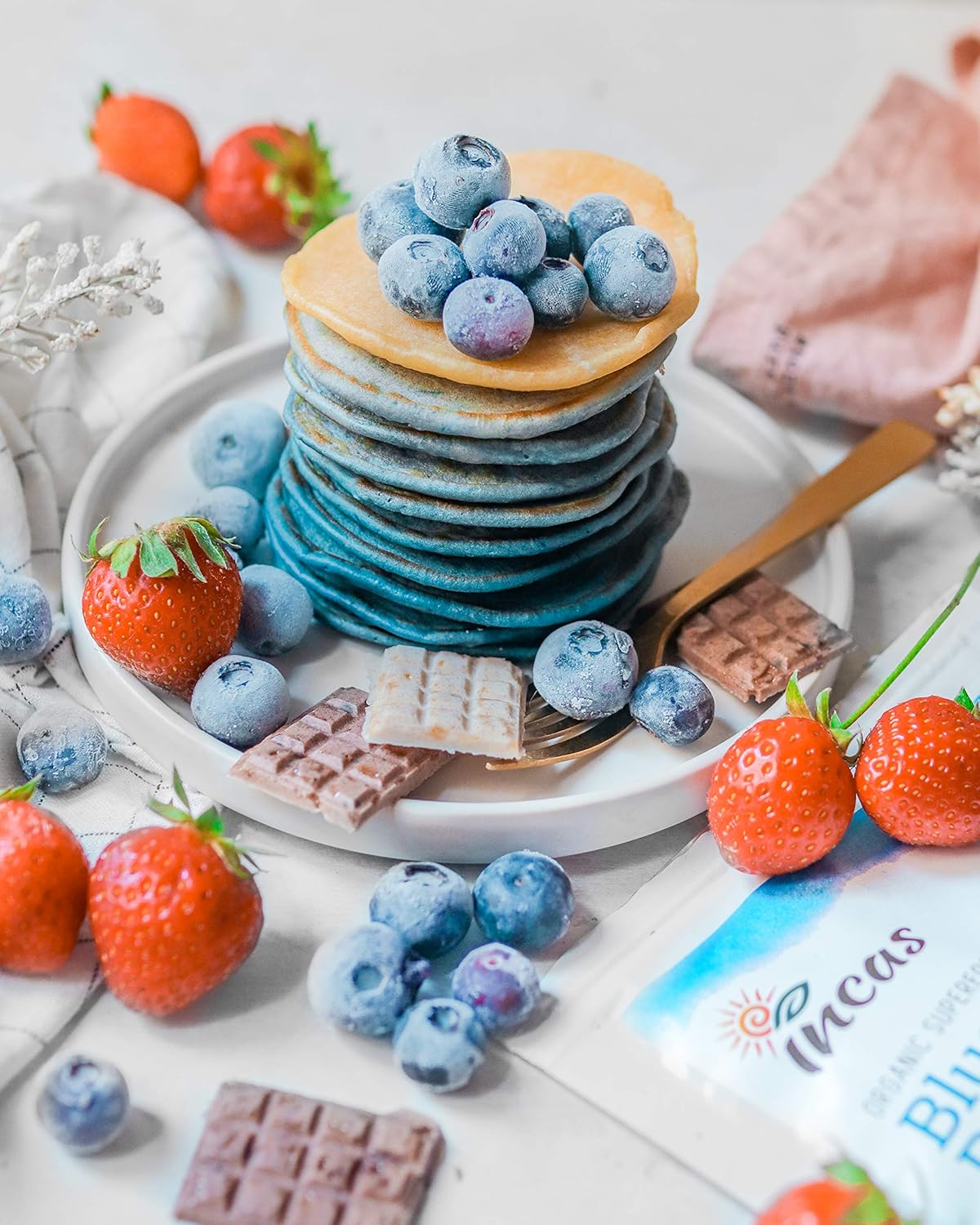 Asiya Life Incas Blue Spirulina Powder: USDA Organic, Vegan Protein, Natural Food Coloring - 50 Servings, No Fishy Smell - Smoothies, Baking, Drinks (1.76oz) - BoostGo Australia