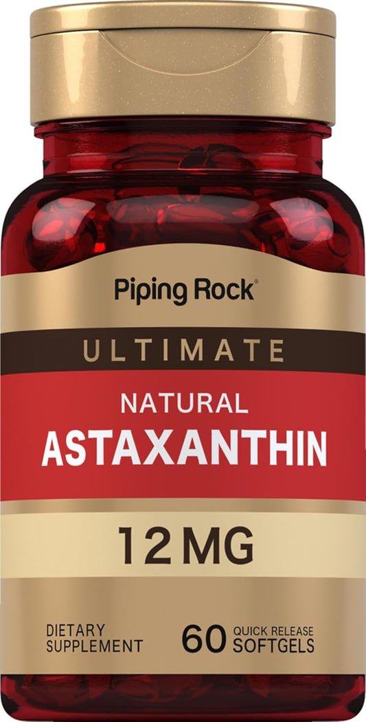 Astaxanthin 12mg Extract Supplement Softgels - 60 Quick Release, Non-GMO, Gluten Free