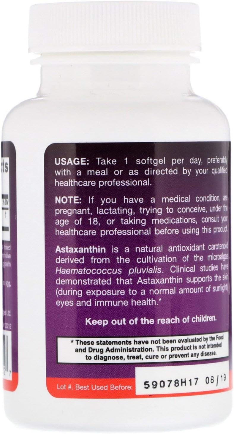 Astaxanthin 12mg Softgels by Jarrow Formulas - Antioxidant Support for Immune and Eye Health, 60 Day Supply