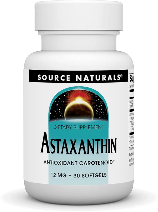 Astaxanthin Antioxidant Carotenoid Supplement 12mg - 30 Softgels by Source Naturals
