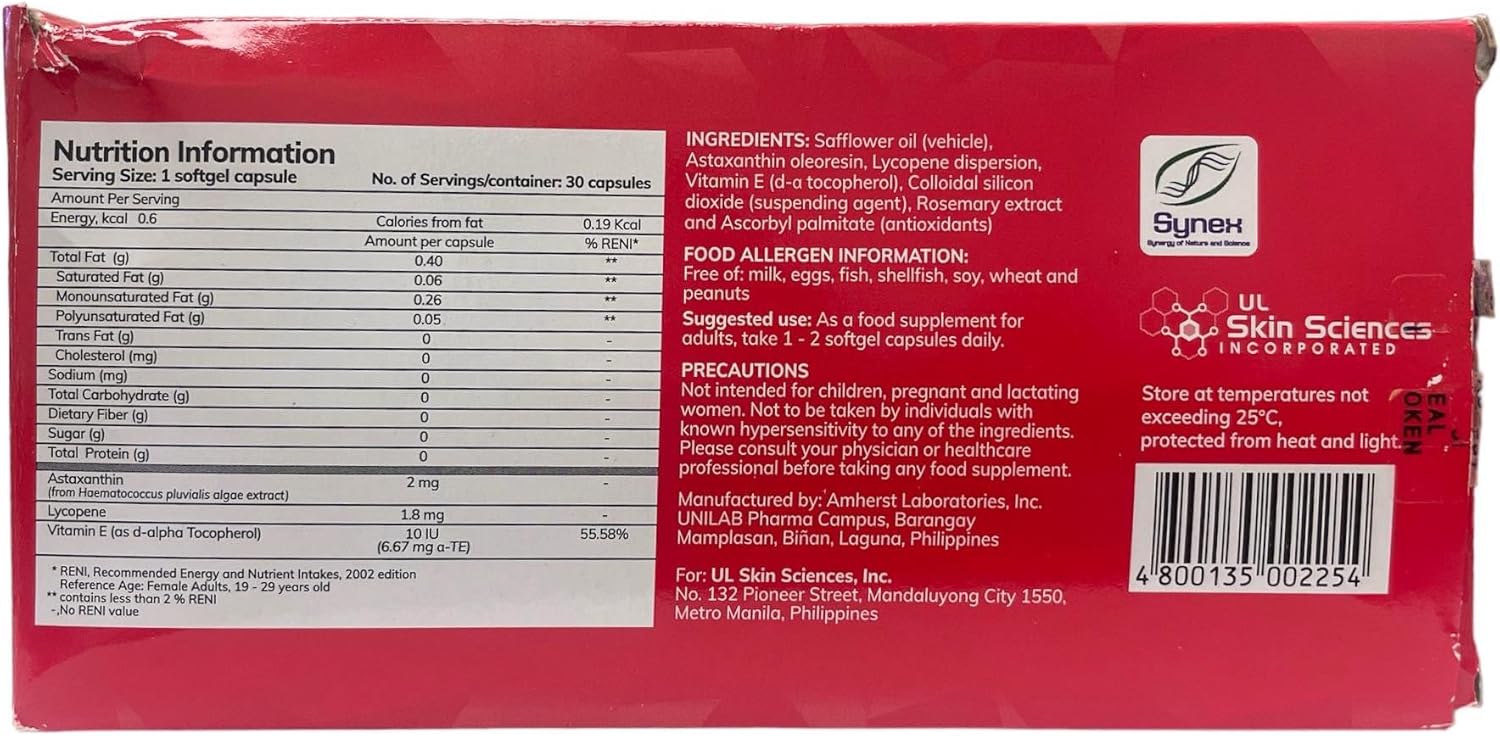 Astaxanthin, Lycopene, and Vitamin E Softgel Capsules - 30 Count