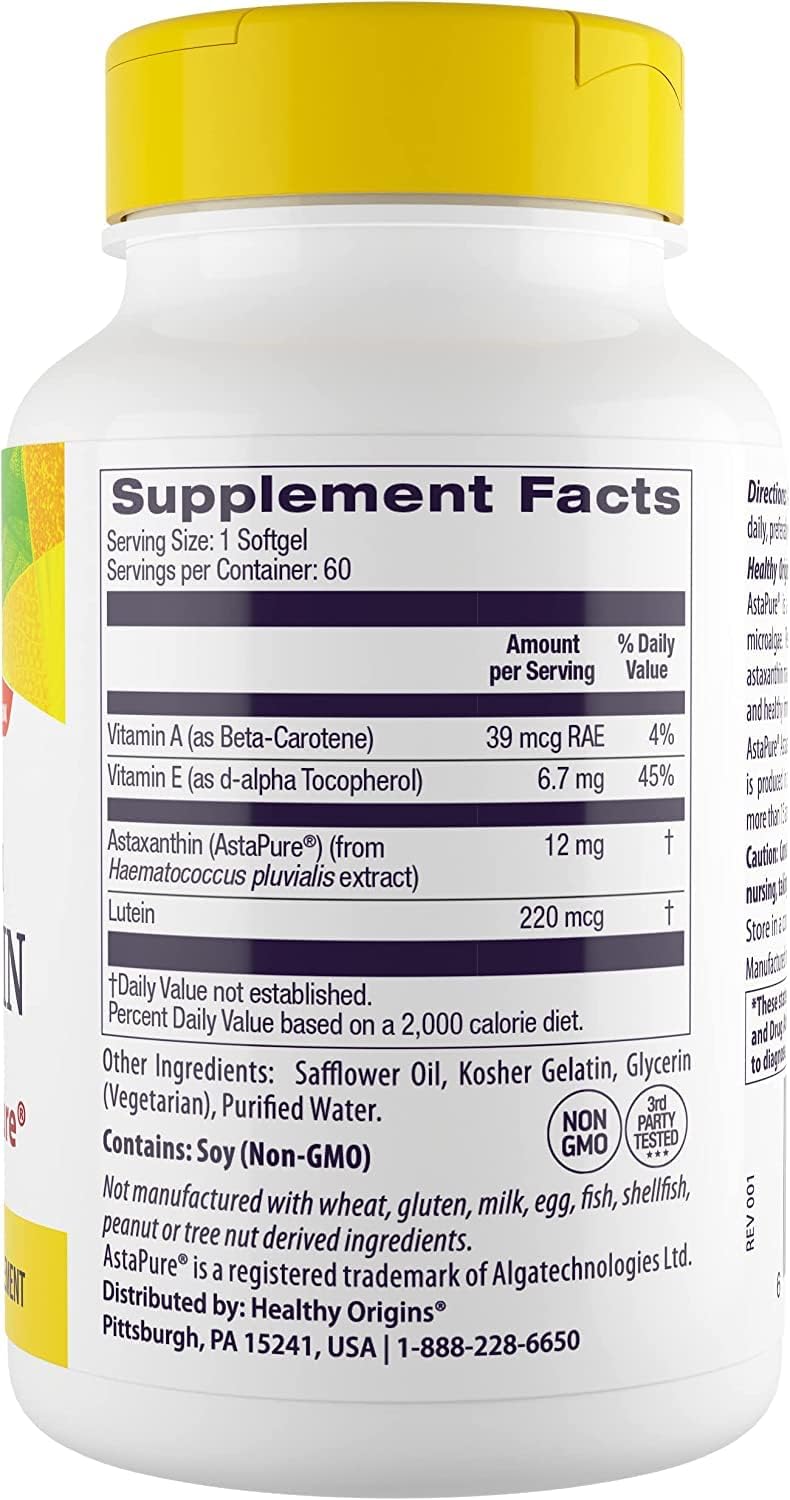 Astaxanthin Triple Strength Softgels by Healthy Origins - 60 Count