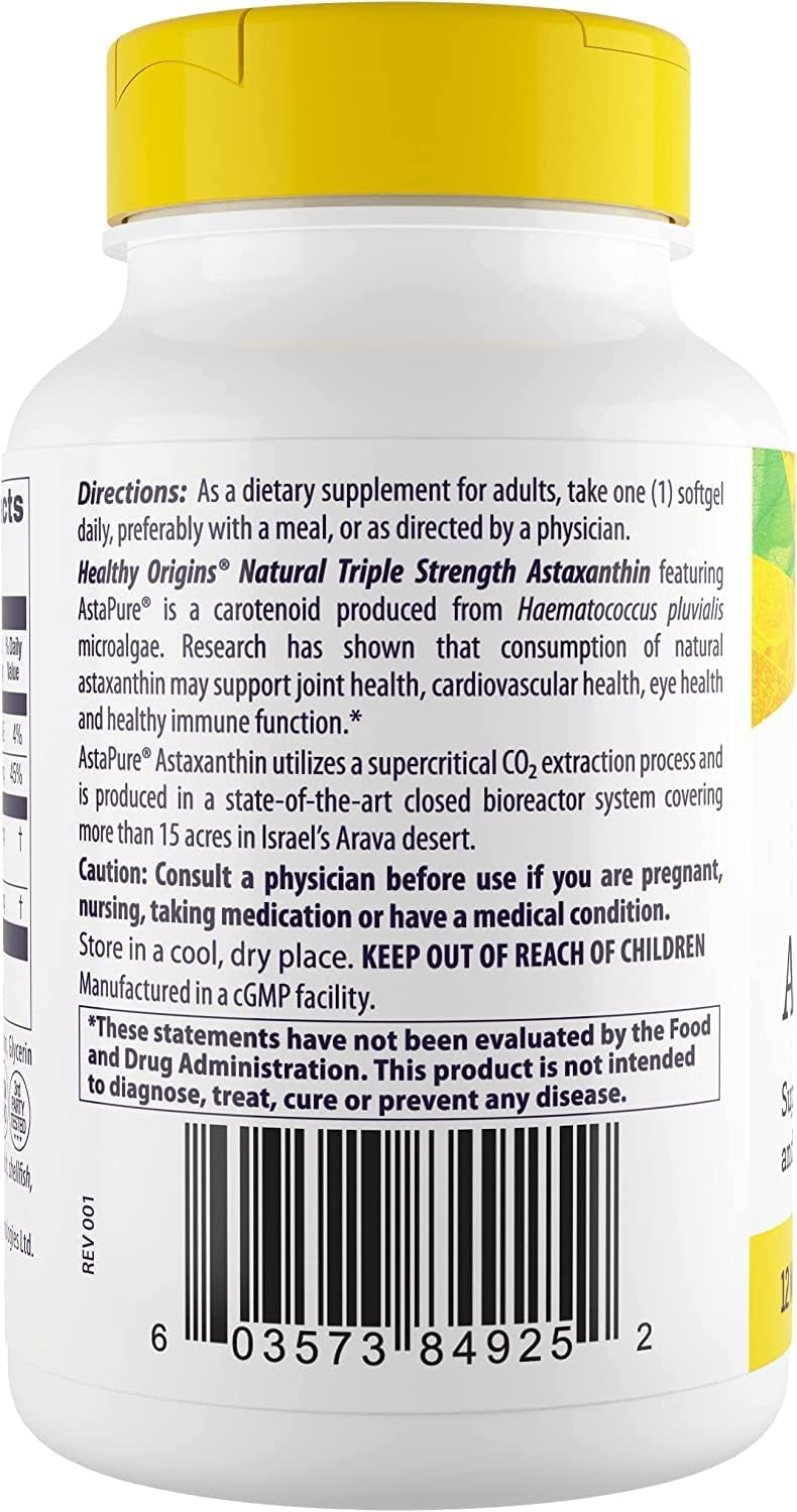 Astaxanthin Triple Strength Softgels by Healthy Origins - 60 Count