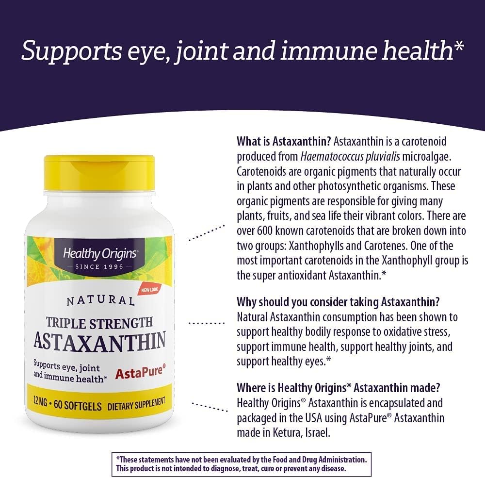 Astaxanthin Triple Strength Softgels by Healthy Origins - 60 Count