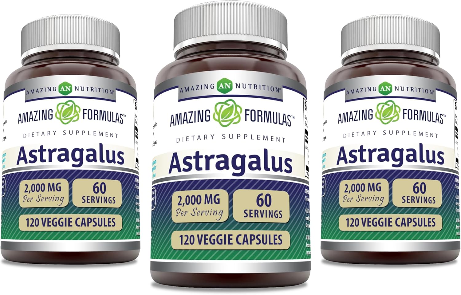 Astragalus 2000mg Capsules - Pure Astragalus Membranaceus Root Extract - Non-GMO - Gluten Free - 120 Count (3 Pack)