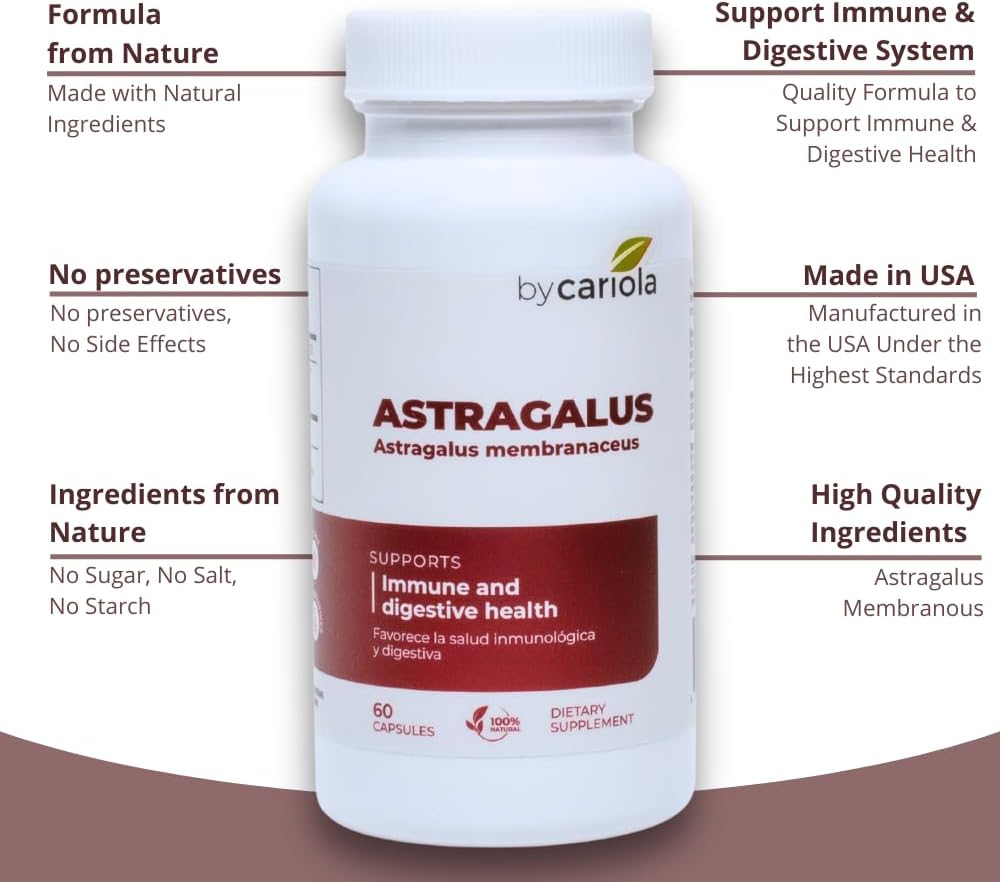 Astragalus Capsules for Immune & Digestive Support - Boost Energy with Natural Formula - Astragalus membranaceus - 60 Count