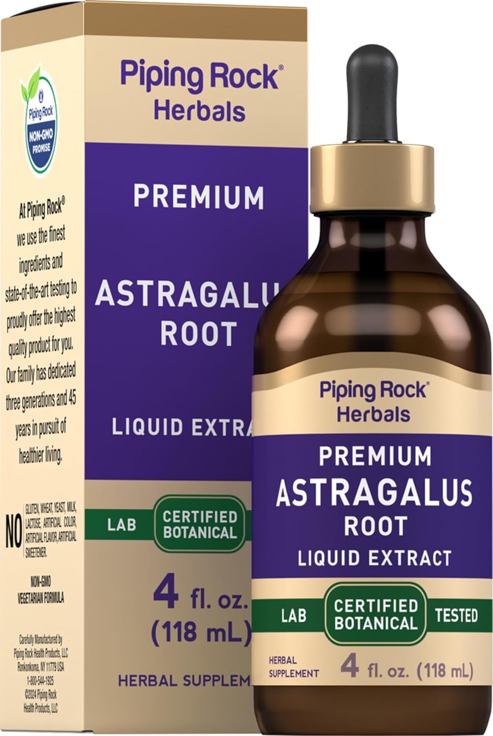 Astragalus Root Extract Tincture - 4 fl oz, Certified Botanical, Vegetarian, Non-GMO, Gluten Free