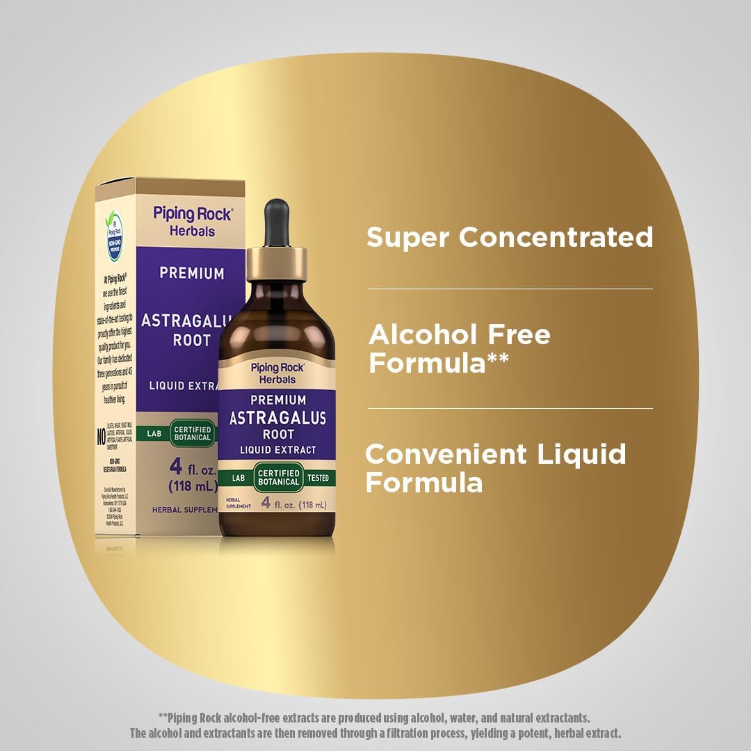 Astragalus Root Extract Tincture - 4 fl oz, Certified Botanical, Vegetarian, Non-GMO, Gluten Free