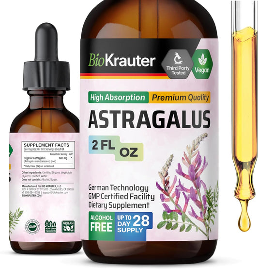 Astragalus Root Liquid Extract - Vegan Immune Support Tincture - High Absorption Formula - Alcohol & Sugar Free - 2 Fl.Oz.
