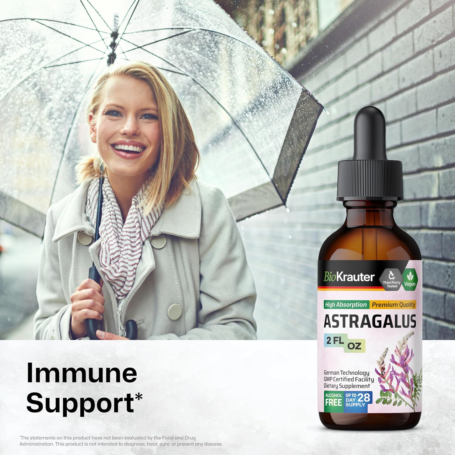 Astragalus Root Liquid Extract - Vegan Immune Support Tincture - High Absorption Formula - Alcohol & Sugar Free - 2 Fl.Oz.