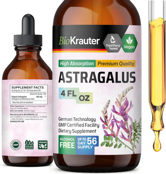 Astragalus Root Tincture for Immune Support - High Absorption Vegan Drops - Alcohol and Sugar Free - 4 Fl.Oz.