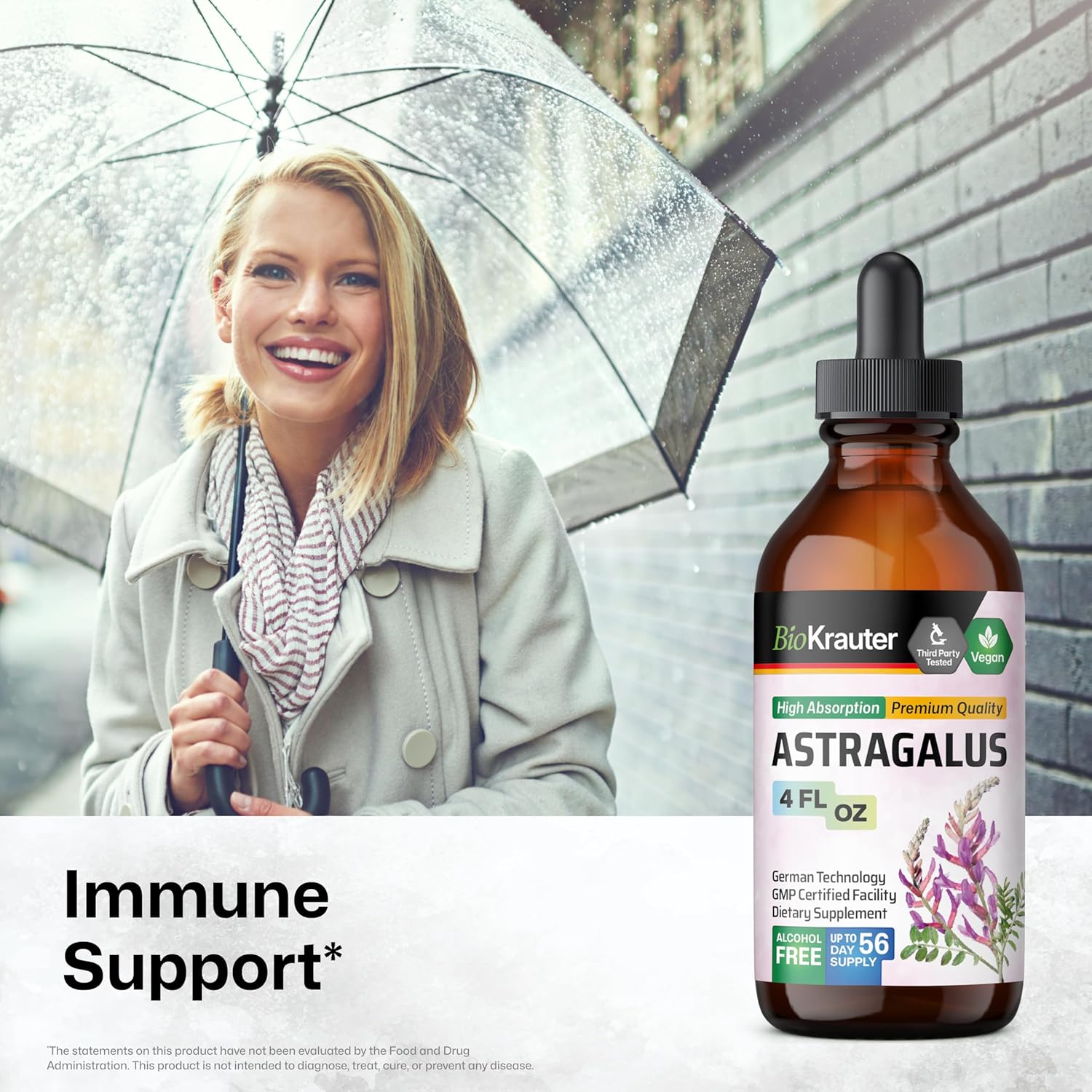 Astragalus Root Tincture for Immune Support - High Absorption Vegan Drops - Alcohol and Sugar Free - 4 Fl.Oz.