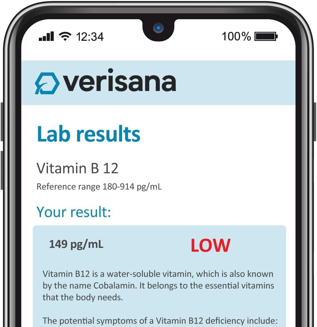 At-Home Vitamin D, B9, and B12 Test Kit by Verisana - CLIA-Certified Lab Analysis - Convenient & Easy Testing